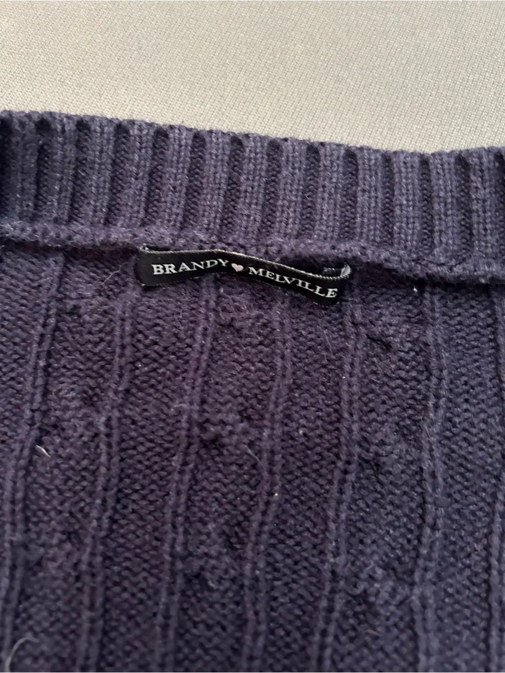 Brandy Melville Cable Knit Oversized V-Neck Cardigan Sweater‎ - Navy